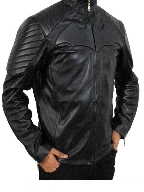 Classic Black Motorcycle Jacket Inspired by Christian Bale’s Look in Batman Begins