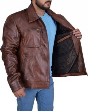 Classic Brown Leather Jacket Inspired by David Ramsey’s Look in Arrow Season 4
