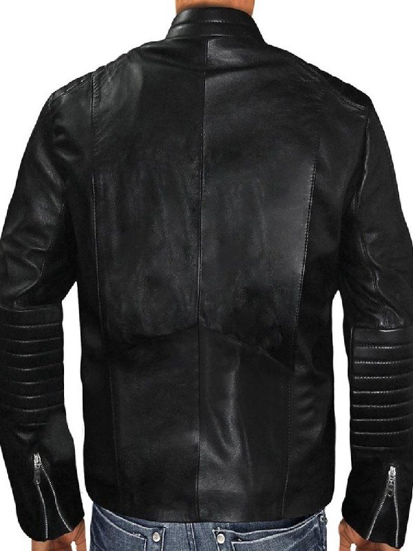 ClassicBlack Motorcycle Jacket Inspired by Christian Bale’s Look in Batman Begins