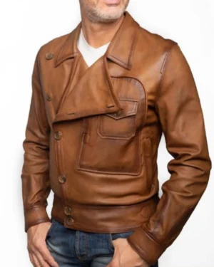 ClassicBrown Leather Jacket Inspired by Leonardo DiCaprio as Howard Hughes in The Aviator