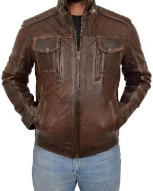 ClassicRub-Off Vintage Cafe Racer Jacket