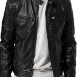 Genuine Lambskin Leather Biker Jacket Black