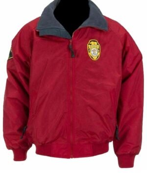 Iconic Red Bomber Jacket Inspired by the Classic Baywatch Lifeguard Uniform