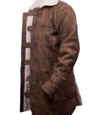Iconic Shearling Fur Trench Coat Inspired by Tom Hardy’s Bane in The Dark Knight Rises