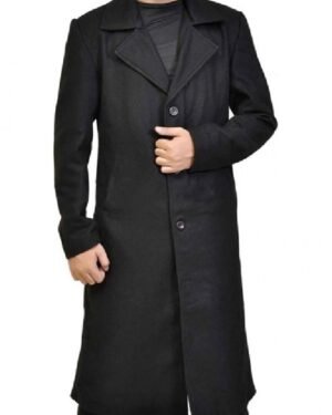 Justified Raylan Givens Black Wool Finish Trench Coat