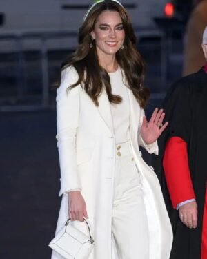 Kate Middleton White Christmas Carol Wool Blend Coat