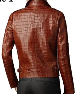 Premium Exotic Pattern Brown Leather Jacket for Men