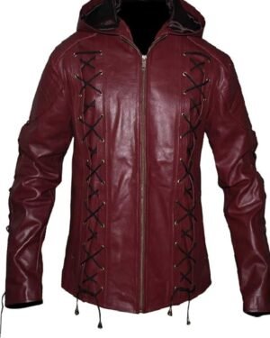 Red Leather Jacket Inspired by Colton Haynes’ Iconic Look as Roy Harper in Arrow Season 3