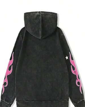 Retro Streetwear Style Lightweight Hoodie with Grunge Graphic Design
