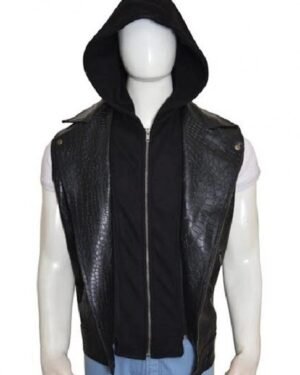 Sleek Black Real Leather Vest Inspired by AJ Styles