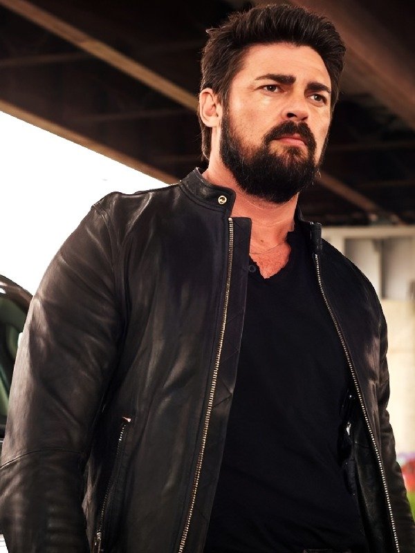 Stylish Black Leather Jacket Inspired by Karl Urban’s Look in Bent