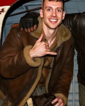 Stylish Shearling Leather Jacket Inspired by George Somner’s Look in Afterburn 2025