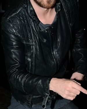 Trendy Black Leather Jacket Inspired by Aaron Paul’s Concert Look