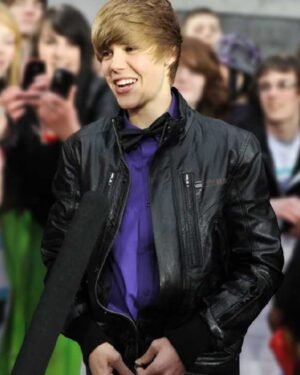 Trendy Black Leather Jacket Inspired by Justin Bieber’s Award Show Look