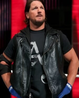 WWE AJ Styles Black Leather Vest