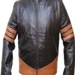 X Men Logan White Stripes Motorcycle Leather Jacket