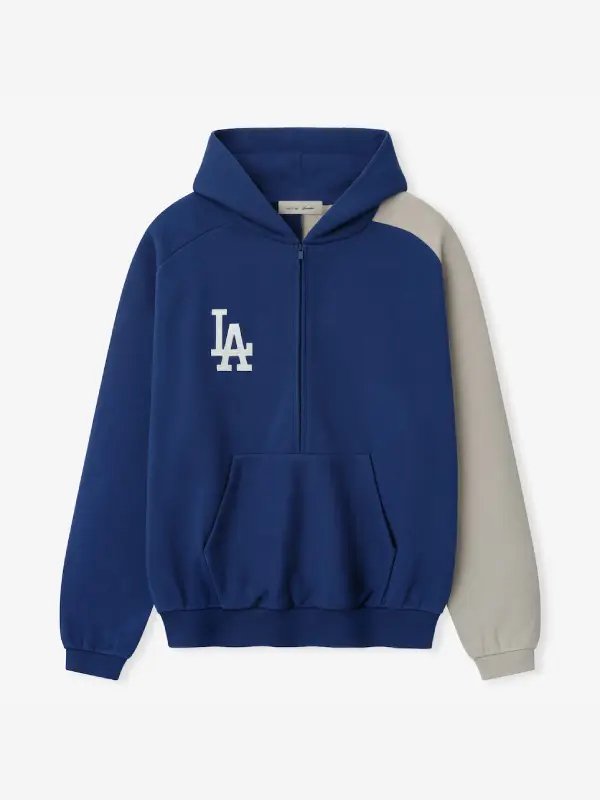 Unisex Los Angeles Dodgers Fear of God x MLB Royal:Gray Half-Zip Raglan Sport Hoodie