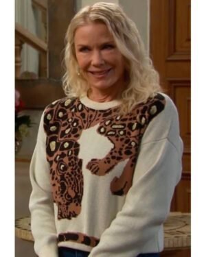 Bold and the Beautiful Brooke Loganq Leopard Graphic Sweater - Image 1