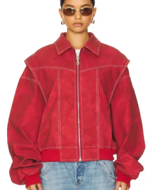 Lioness Red Oversized Bomber Jacket - Image 2