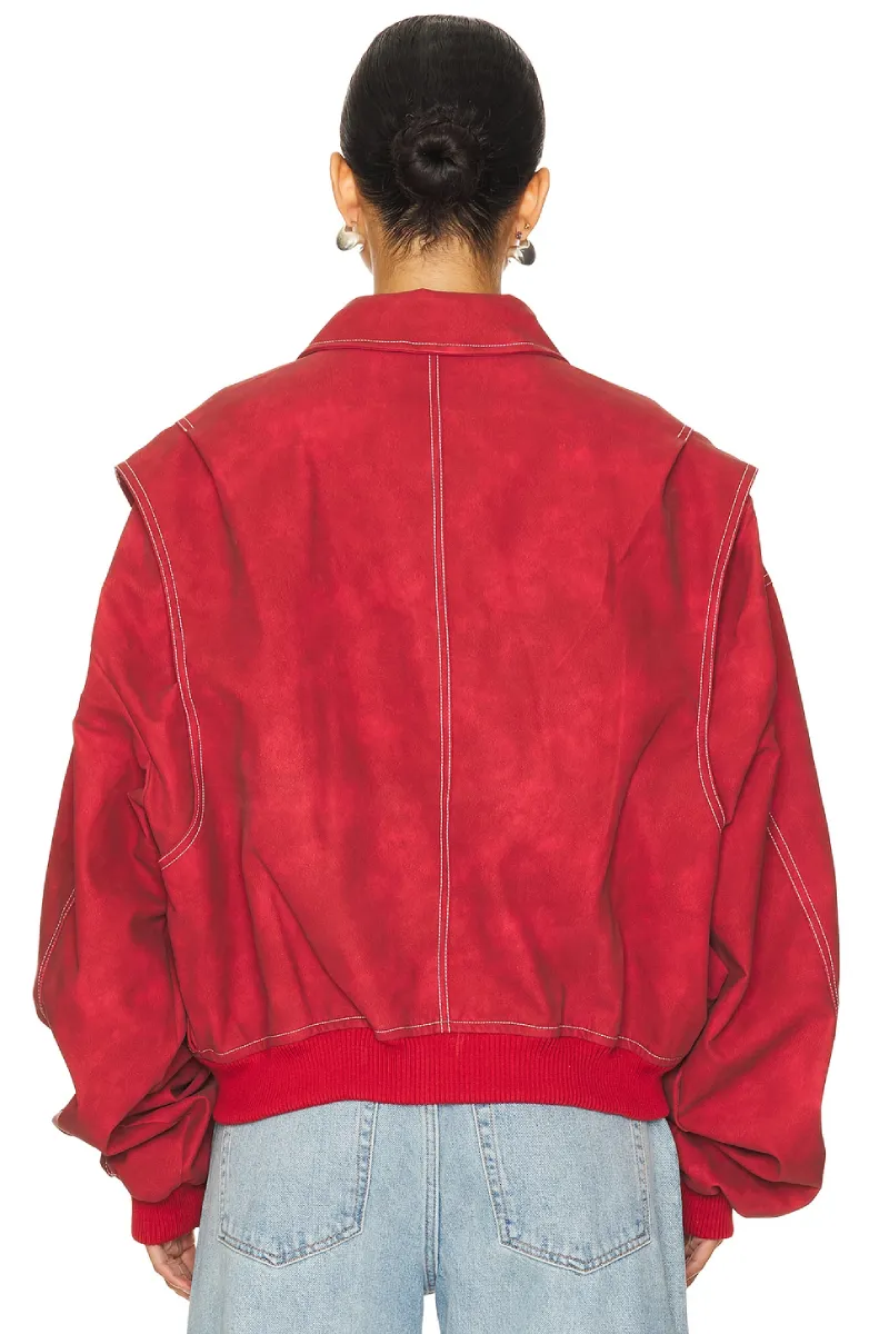 Lioness Red Oversized Bomber Jacket - Image 4