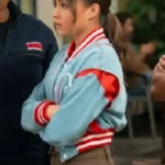 Stylish May Grant Blue Denim Varsity Jacket from 9-1-1 S09