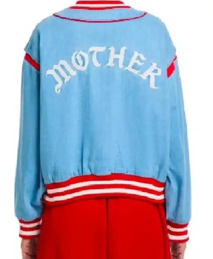 Stylish May Grant Blue Denim Varsity Jacket from 9-1-1 S09 - Image 3